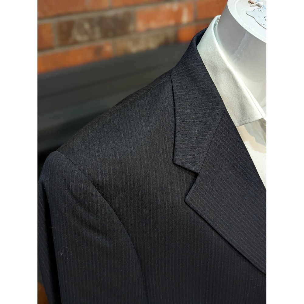 New No Tags Hart Schaffner Marx Mens 3 Button Pure Wool Navy Subtle Stripe 42L - Picture 4 of 6